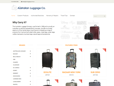 Australian Luggage Co Web Design